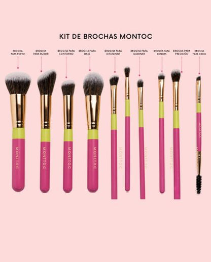 Kit de Brochas Fluffy Montoc | Brochas de Maquillaje para Rostro y Ojos