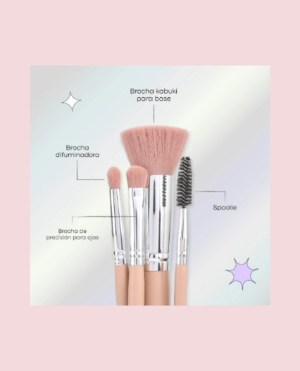 Kit de Brochas 8 Piezas Rosy Lula – Set Profesional para Maquillaje Facial y de Ojos