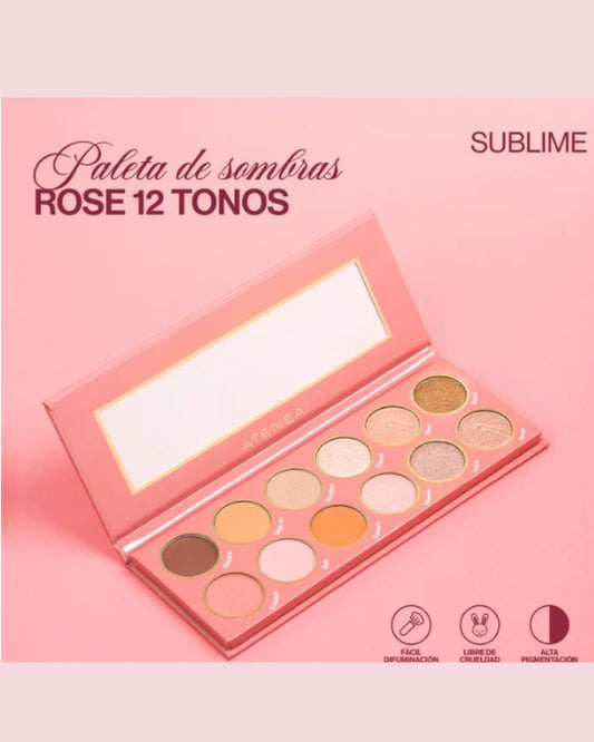 Sombras Sublime Rose Atenea – Paleta de Sombras de Alta Pigmentación